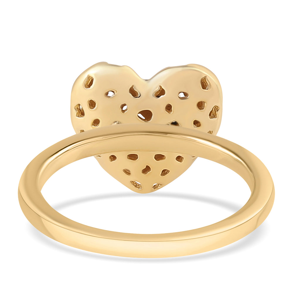 Anel de Prata com Banho de Ouro com Diamante Azul Contraste: Cabeca de Veado (800)