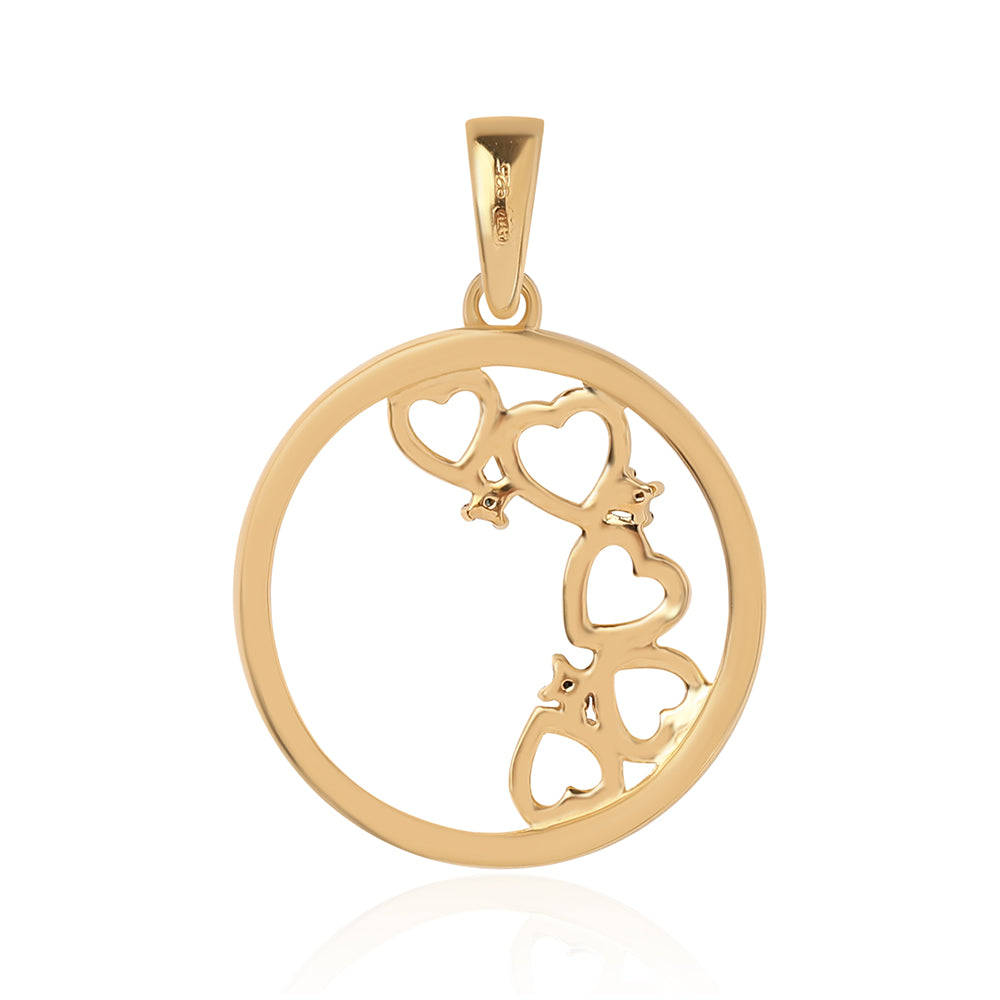 Pendente de Prata com Banho de Ouro com Diamante Azul