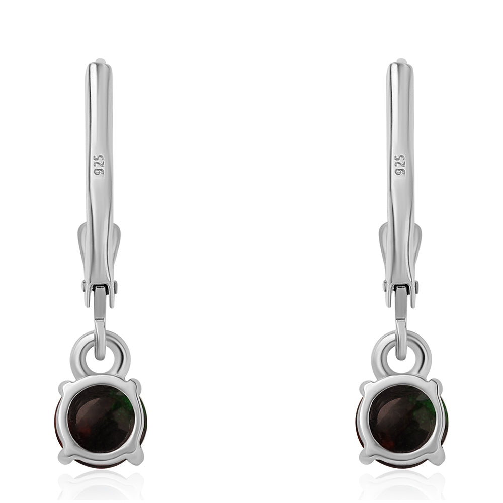 Brincos de Prata com Opala Preta de Lega Dembi da Etiópia