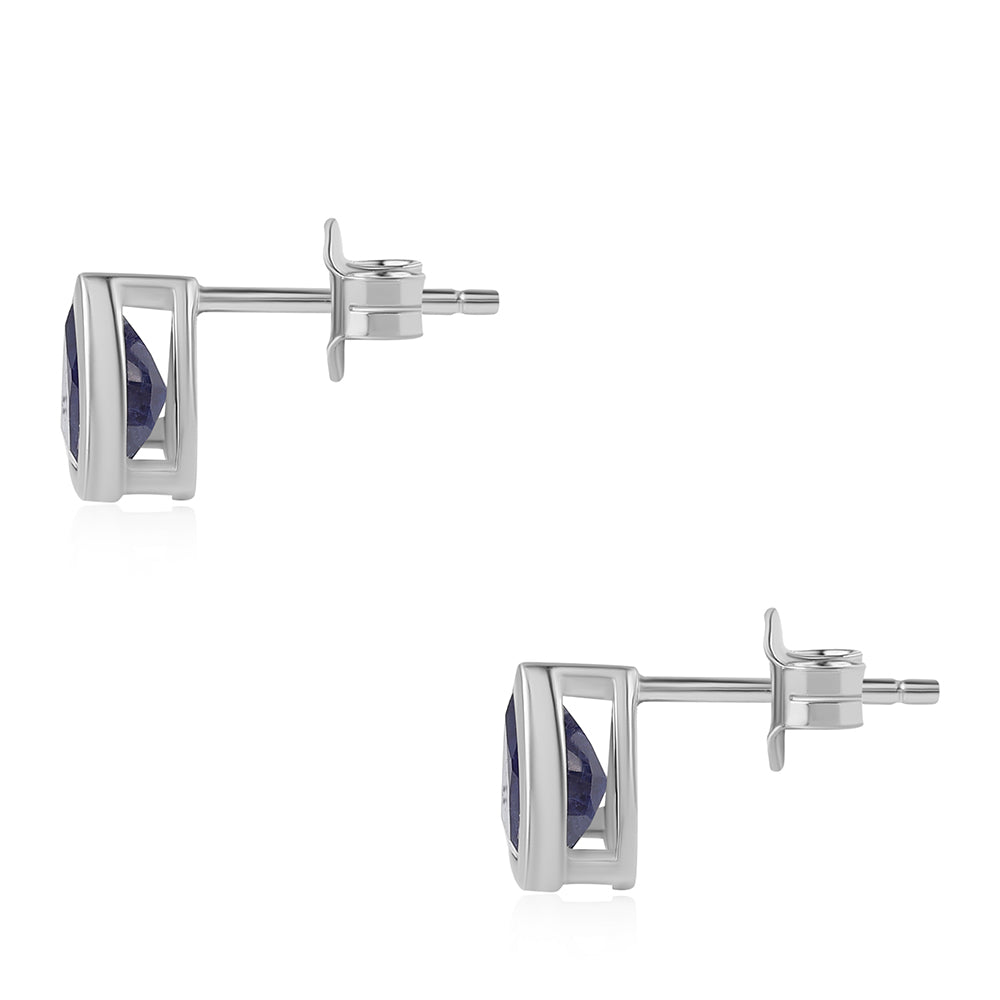 Brincos de Prata com Safira Azul Australiana