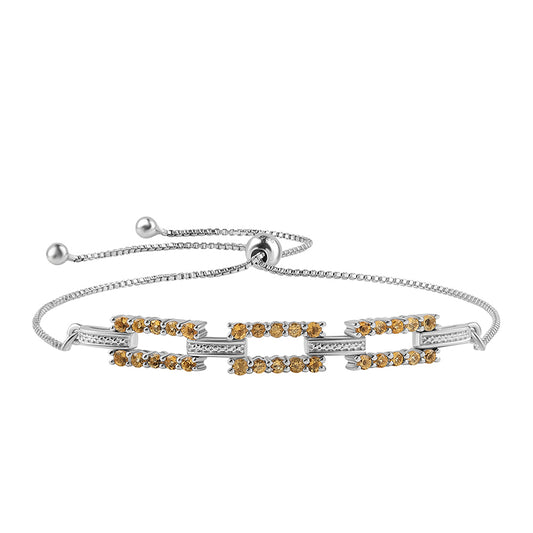 Pulseira de Prata com Citrino Contraste: Cabeca de Veado (800)