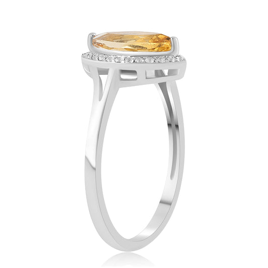 Anel de Prata com Citrino e Topázio Branco