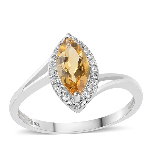 Anel de Prata com Citrino e Topázio Branco