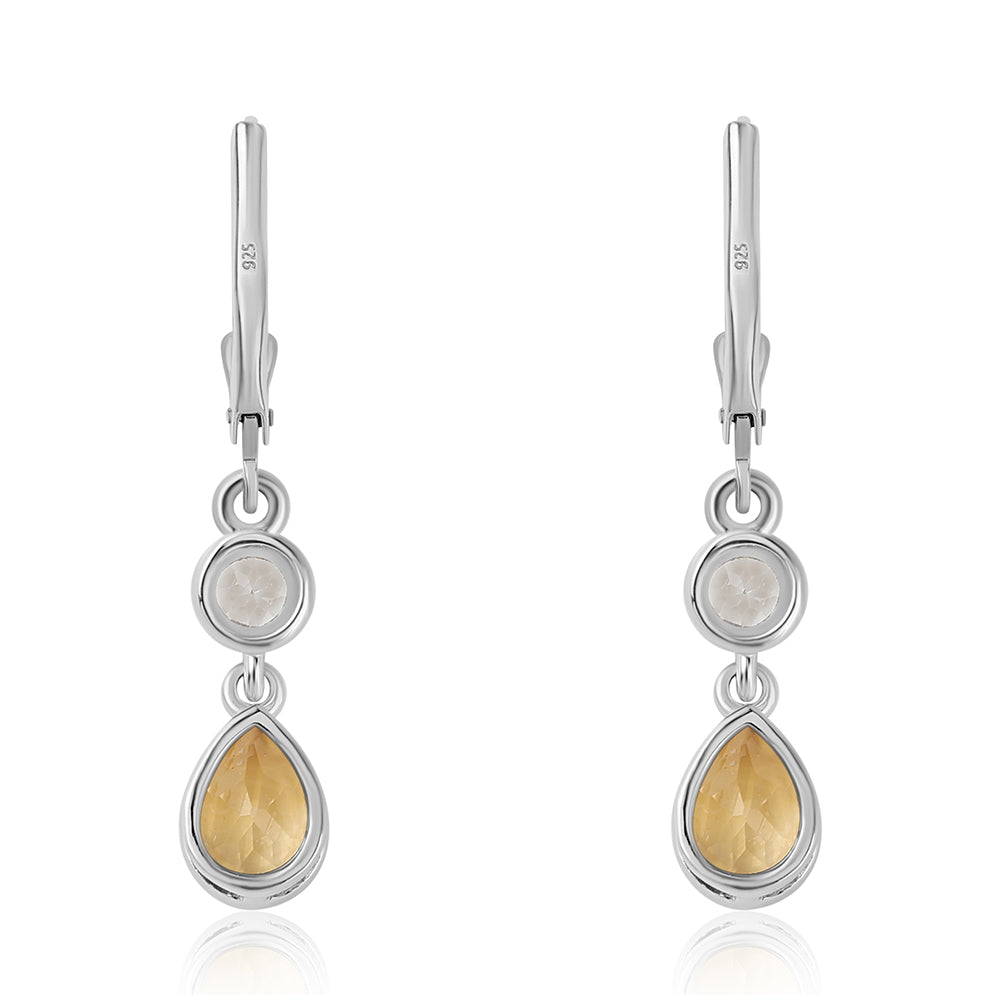 Brincos de Prata com Citrino e Topázio Branco