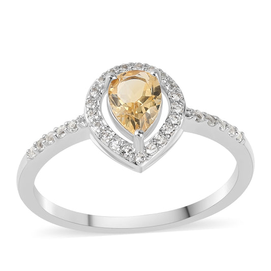 Anel de Prata com Citrino e Topázio Branco