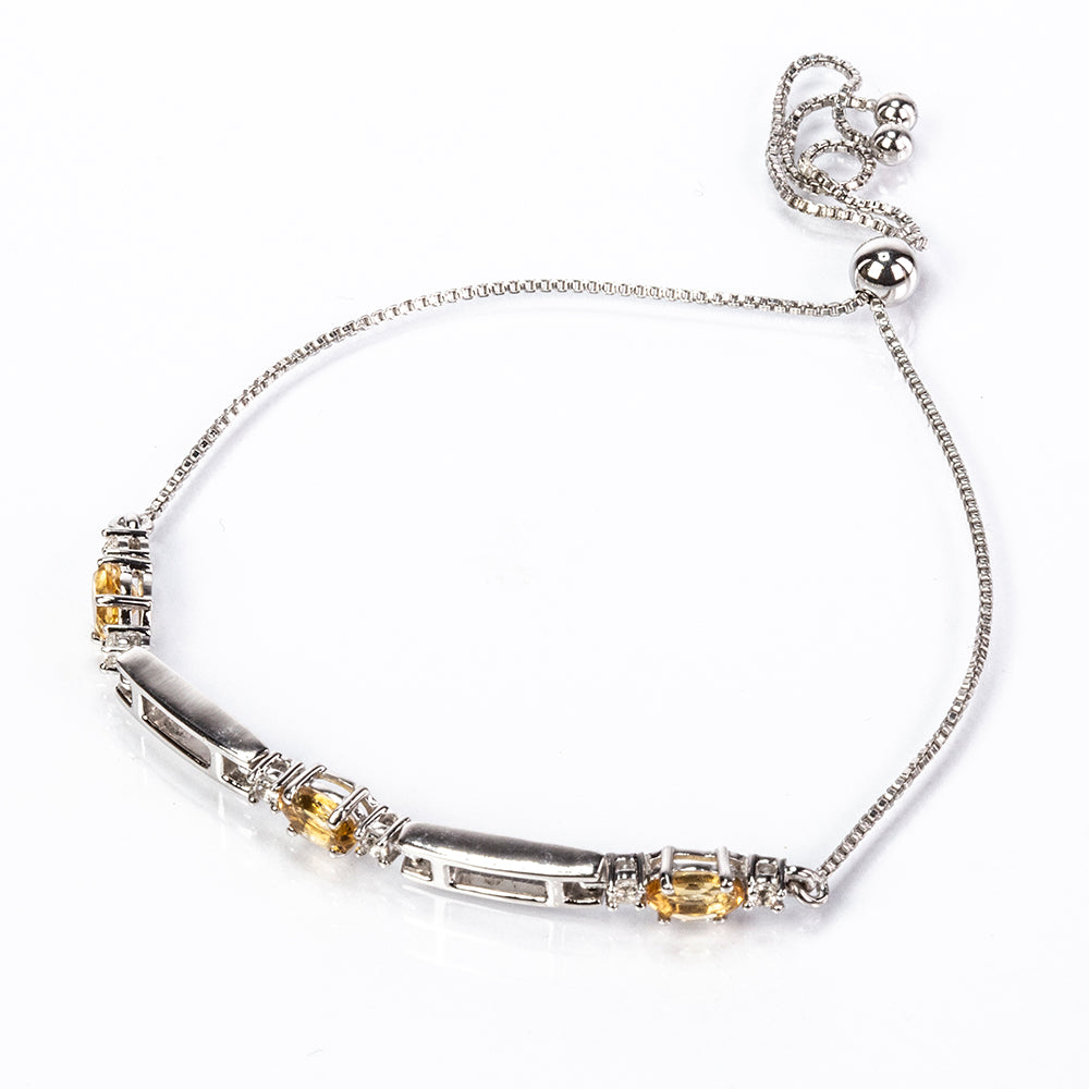 Pulseira de Prata com Citrino e Topázio Branco Contraste: Cabeca de Veado (800)