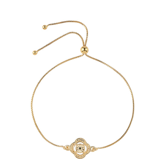 Pulseira de Prata com Banho de Ouro com Diamante Verde