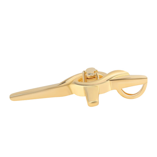Cruz Pendente de Prata com Banho de Ouro com Diamante Verde Contraste: Cabeca de Veado (800)