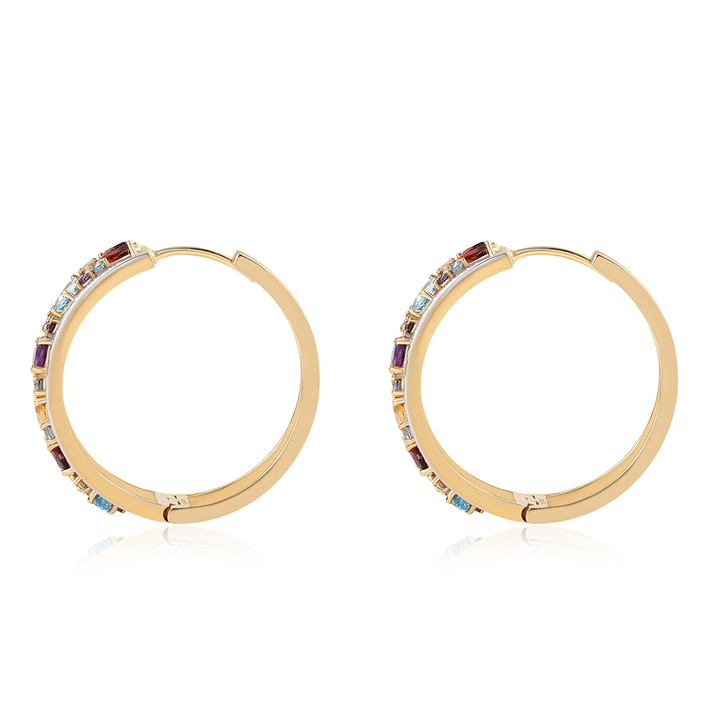 Brincos de Prata com Banho de Ouro com Granada Vermelha e Citrino Contraste: Cabeca de Veado (800)