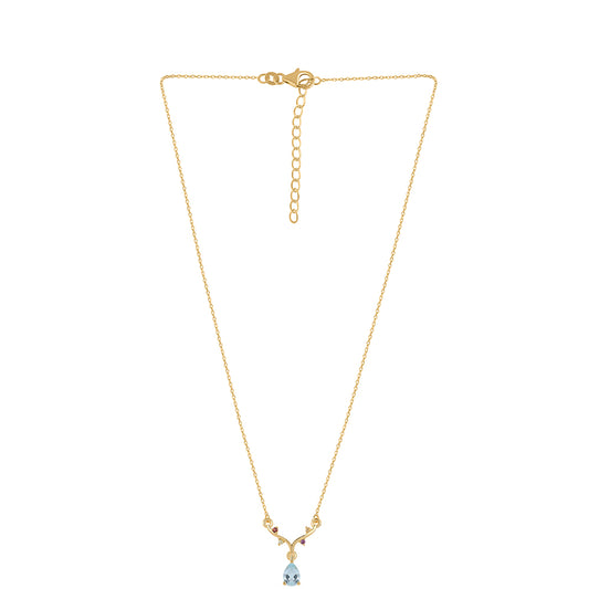 Colar de Prata com Banho de Ouro com Granada Vermelha e Peridoto