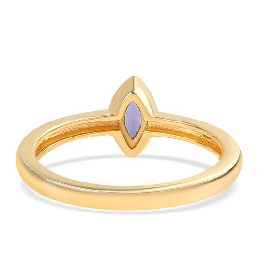 Anel de Prata com Banho de Ouro com Iolite