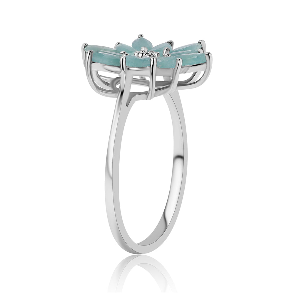 Anel de Prata com Grandidierite e Topázio Branco