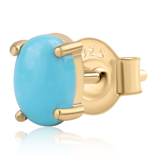 Brincos de Prata com Banho de Ouro com Turquesa Bela Adormecida