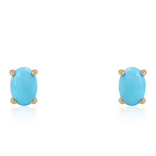 Brincos de Prata com Banho de Ouro com Turquesa Bela Adormecida