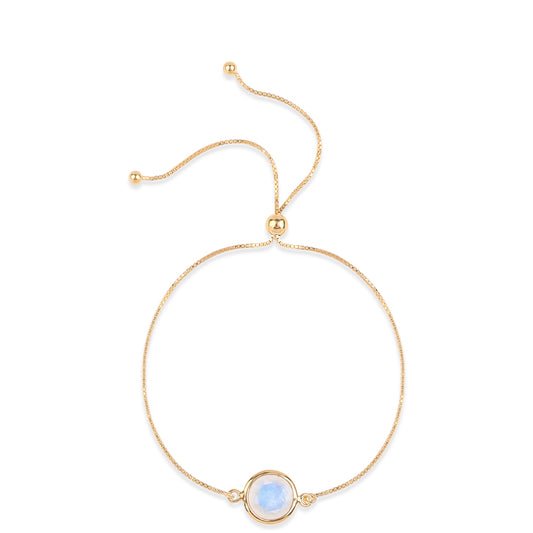 Pulseira de Prata com Banho de Ouro com Pedra da Lua Arco-íris AA