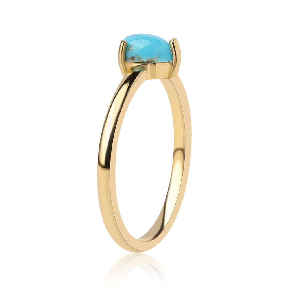 Anel de Prata com Banho de Ouro com Turquesa Bela Adormecida