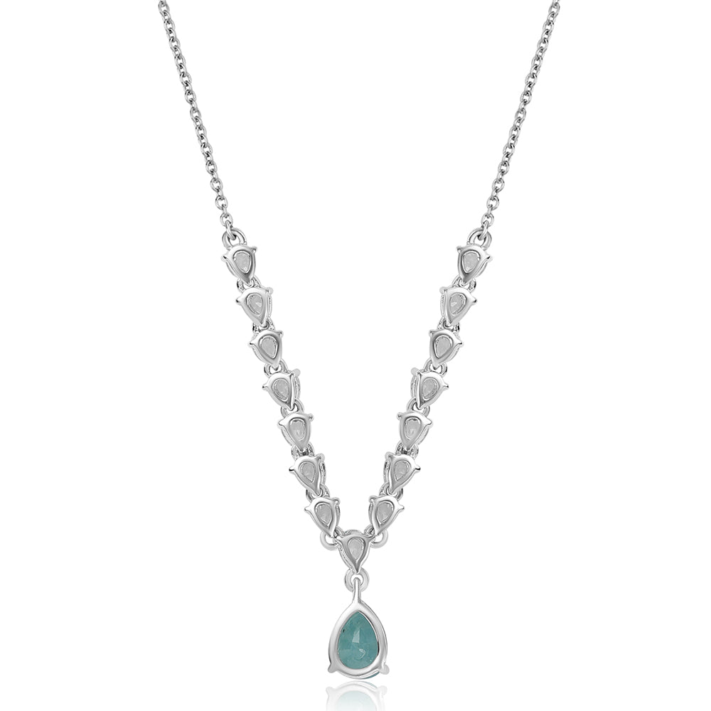 Colar de Prata com Grandidierite e Topázio Branco Contraste: Cabeca de Veado (800)