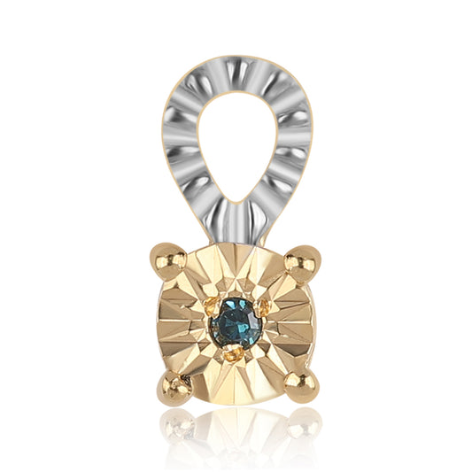 Conjunto de Prata com Banho de Ouro com Diamante Azul ( Brincos+Anel+Pendente )