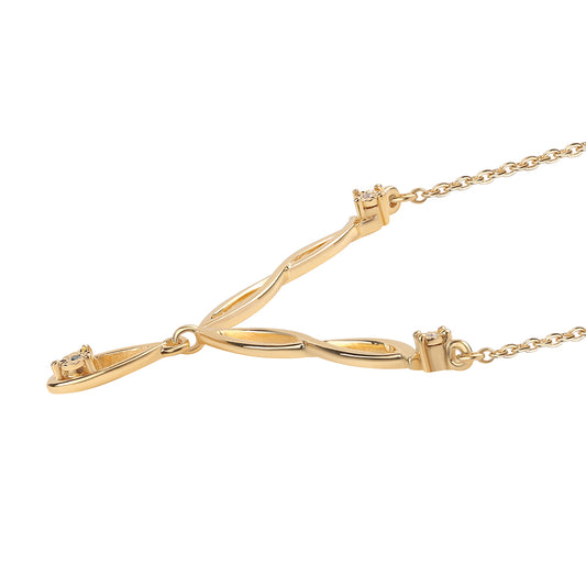Colar de Prata com Banho de Ouro com Diamante Azul e Diamante Branco Contraste: Cabeca de Veado (800)