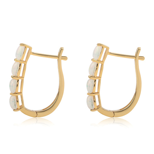 Brincos de Prata com Banho de Ouro com Opala da Etiópia de Lega Dembi