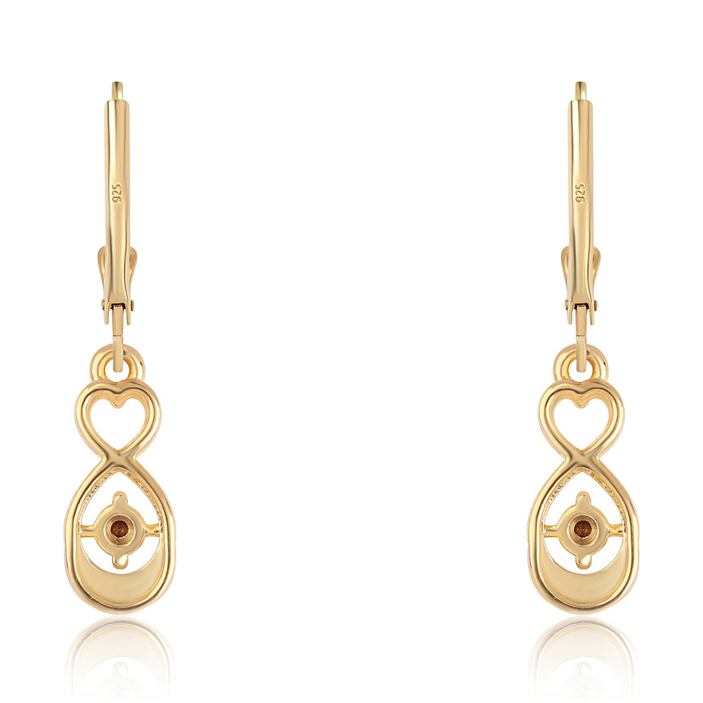 Brincos de Prata com Banho de Ouro com Diamante Vermelho