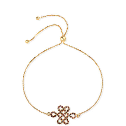 Pulseira de Prata com Banho de Ouro com Diamante Vermelho Contraste: Cabeca de Veado (800)