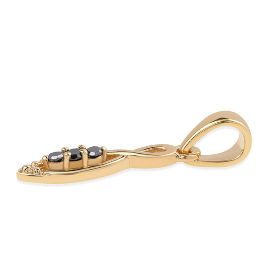 Pendente de Prata com Banho de Ouro com Diamante Preto