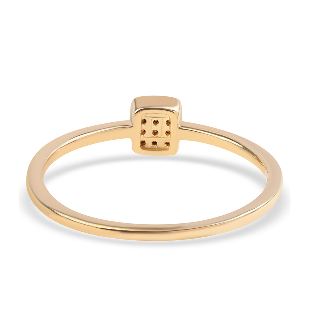 Anel de Prata com Banho de Ouro com Diamante Preto