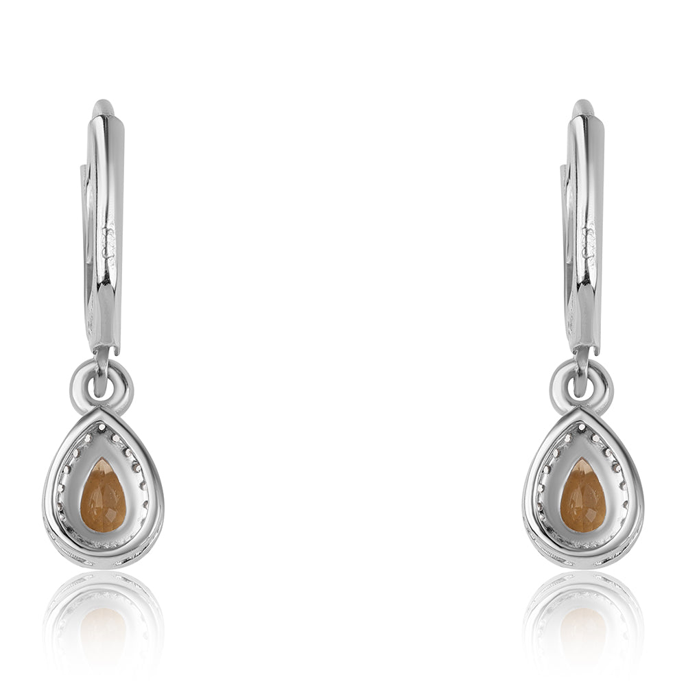 Brincos de Prata com AA Citrino de Brasil e Topázio Branco