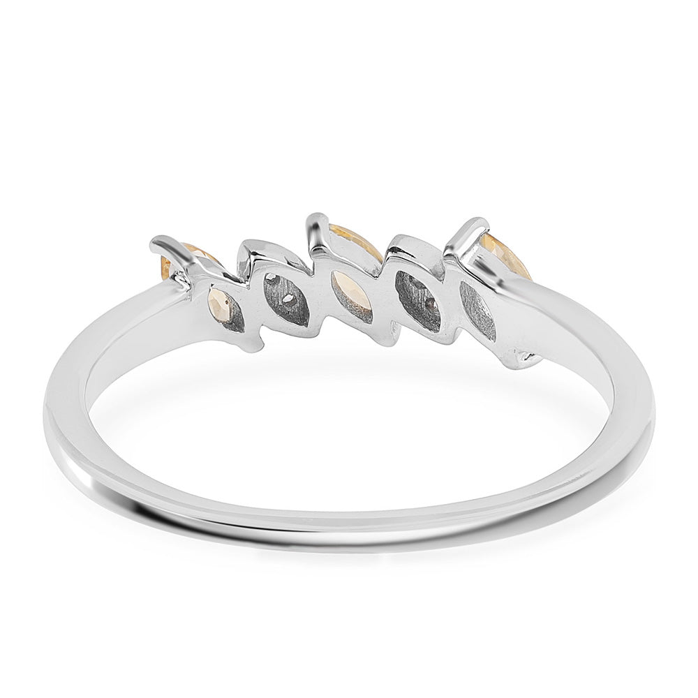 Anel de Prata com AA Citrino de Brasil e Topázio Branco