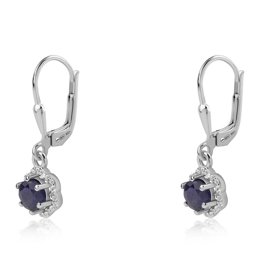 Brincos de Prata com Safira Azul Australiana e Topázio Branco