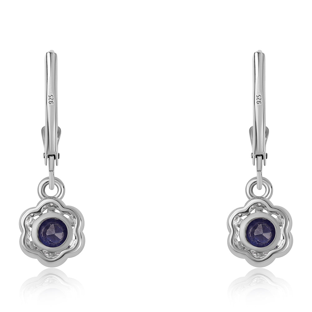 Brincos de Prata com Safira Azul Australiana e Topázio Branco