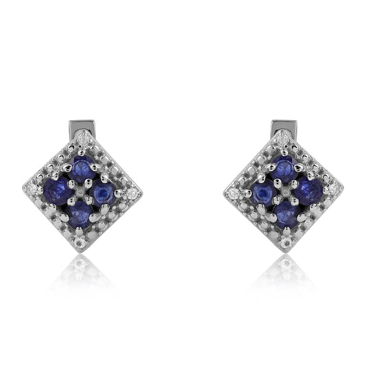 Brincos de Prata com Safira Azul Australiana e Topázio Branco