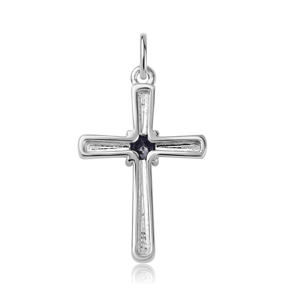 Cruz Pendente de Prata com Safira Azul Australiana