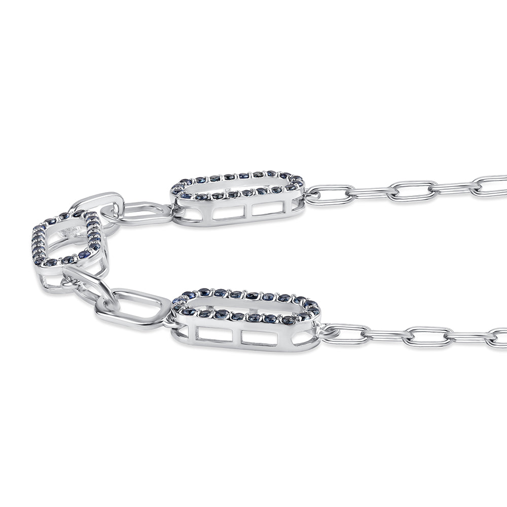 Colar de Prata com Safira Azul Australiana Contraste: Cabeca de Veado (800)