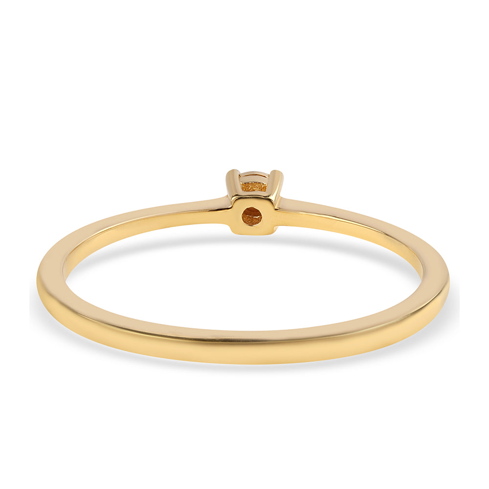 Anel de Prata com Banho de Ouro com Diamante Preto