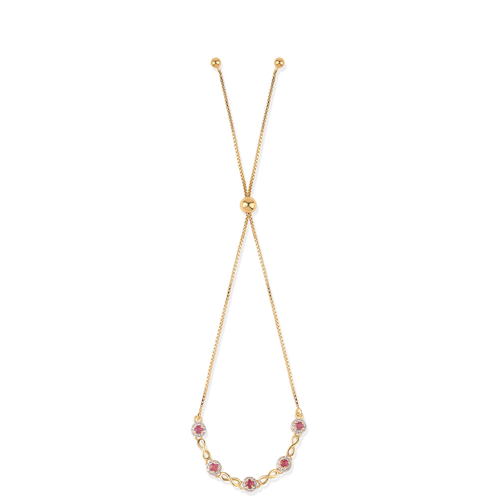 Pulseira de Prata com Banho de Ouro com Rubi de Moçambique e Topázio Branco Contraste: Cabeca de Veado (800)