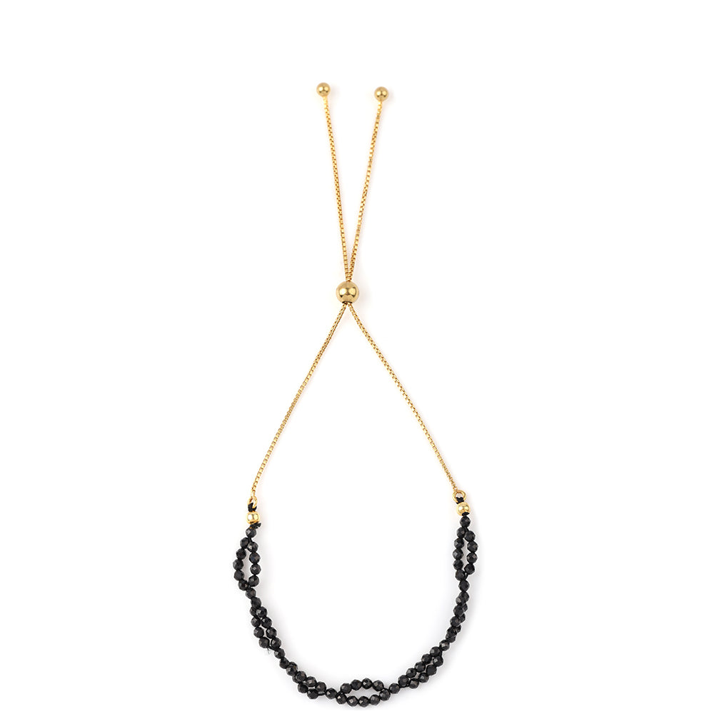 Pulseira de Prata com Banho de Ouro com Espinela Preta