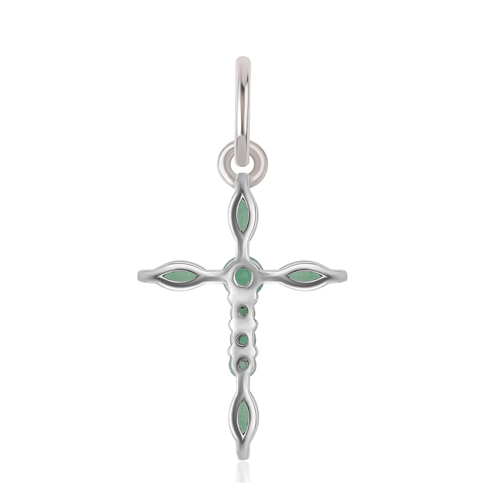 Cruz Pendente de Prata com Esmeralda do Brasil