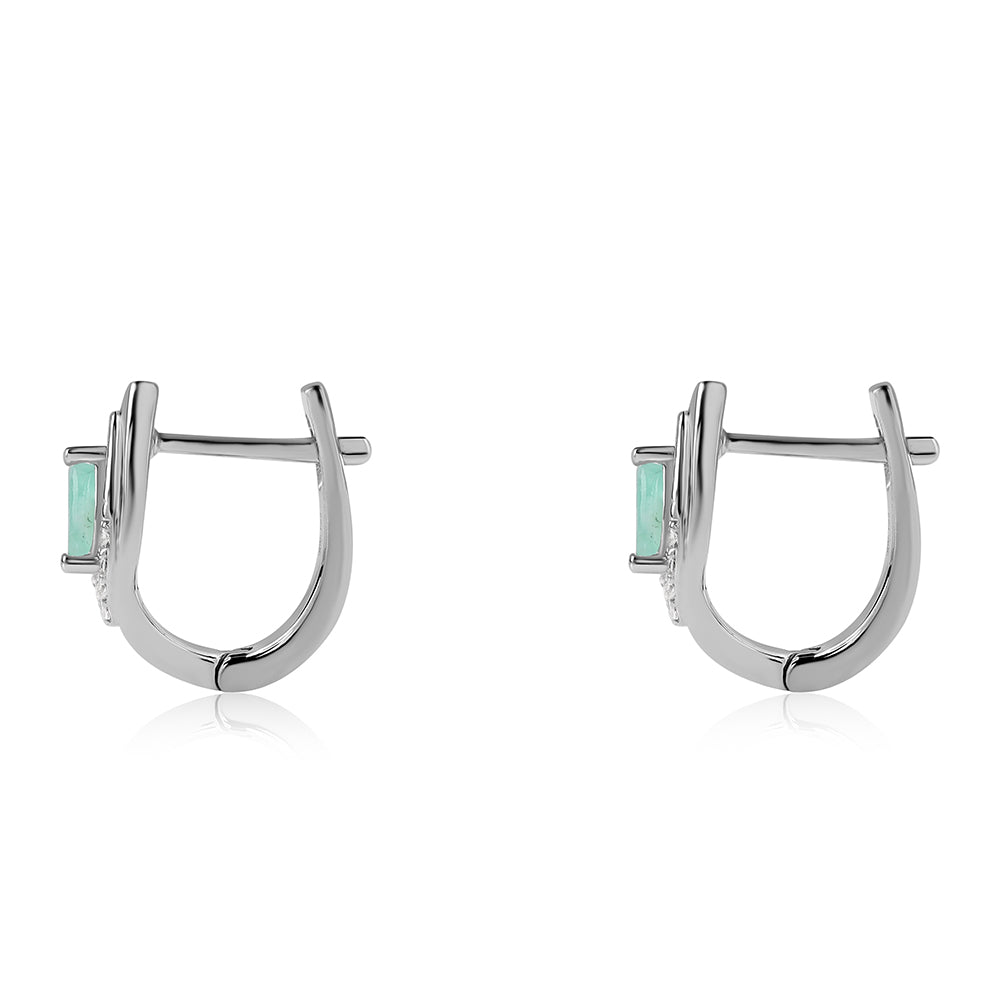 Brincos de Prata com Esmeralda do Brasil e Topázio Branco