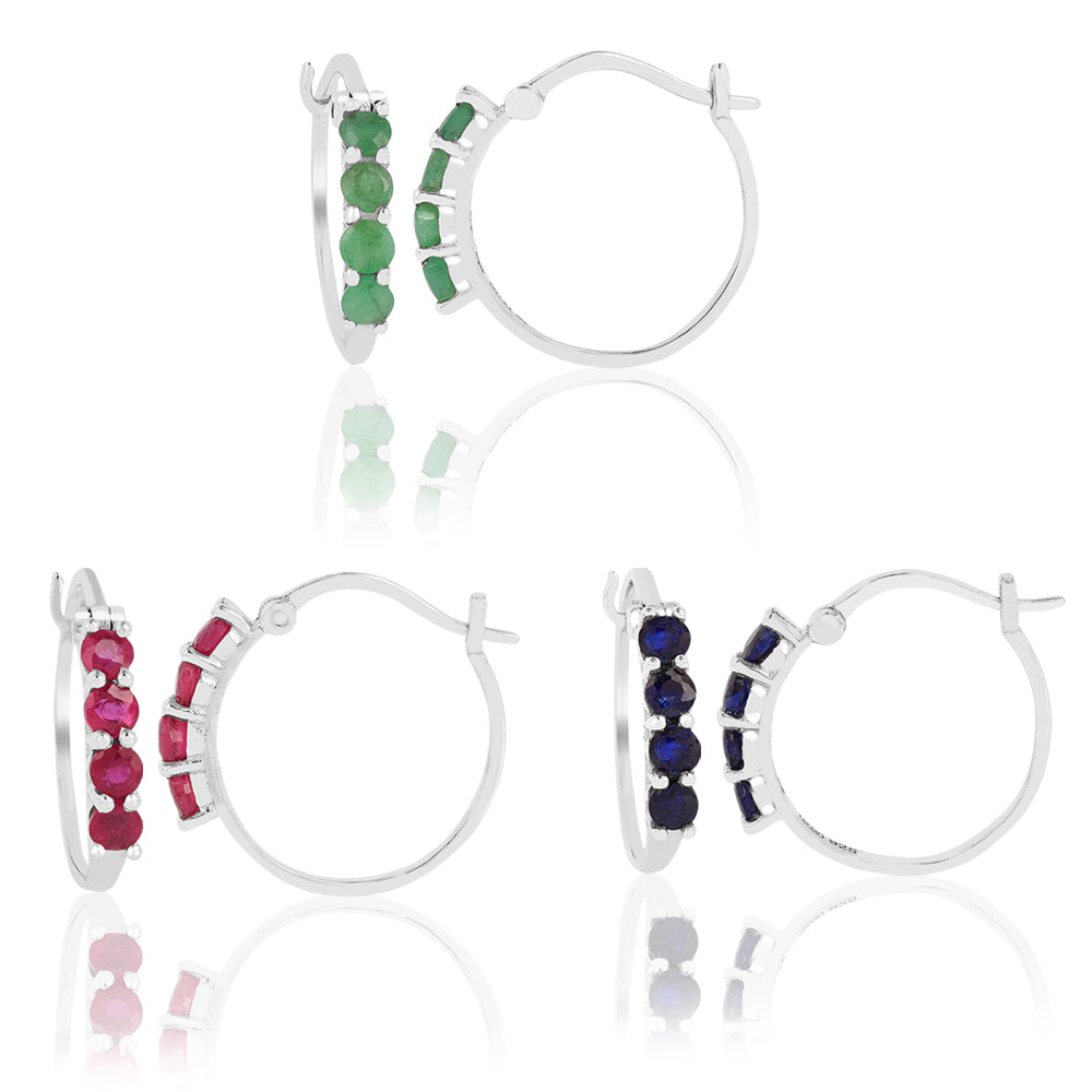 Conjunto de Prata com Rubi da Tailândia e Esmeralda do Brasil ( Brincos ) Contraste: Cabeca de Veado (800)