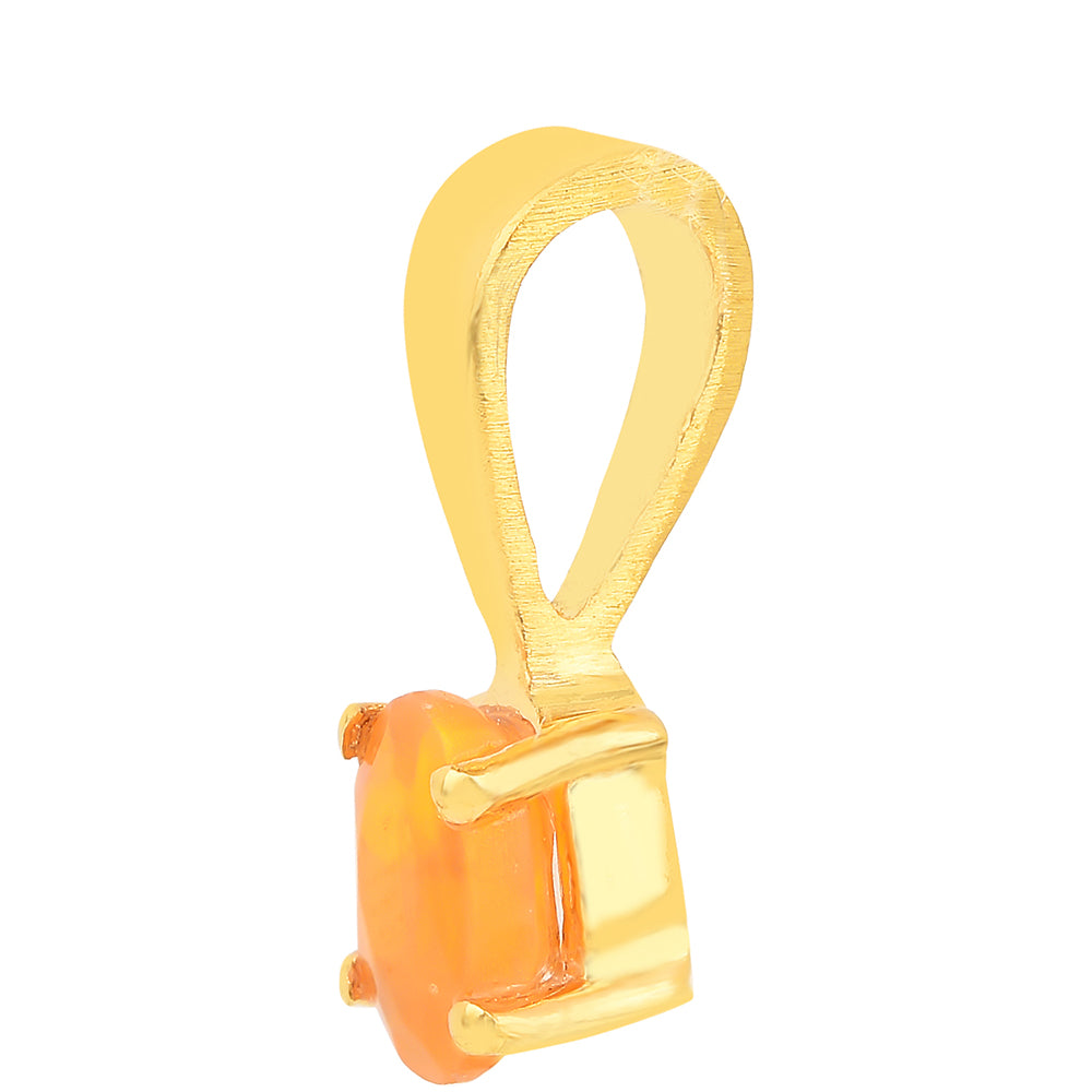 Pendente de Prata com Banho de Ouro com Opala Fogo