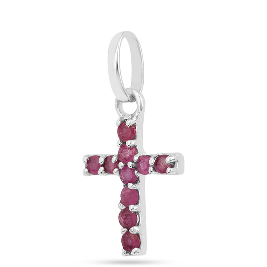 Cruz Pendente de Prata com Rubi da Tailândia