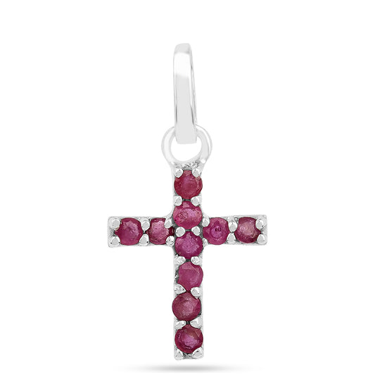 Cruz Pendente de Prata com Rubi da Tailândia