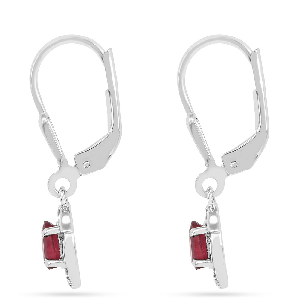 Brincos de Prata com Rubi da Tailândia