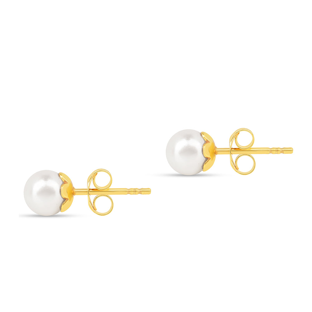 Conjunto de Prata com Banho de Ouro com Pérola Branca de Água Creme ( Brincos+Pulseira )