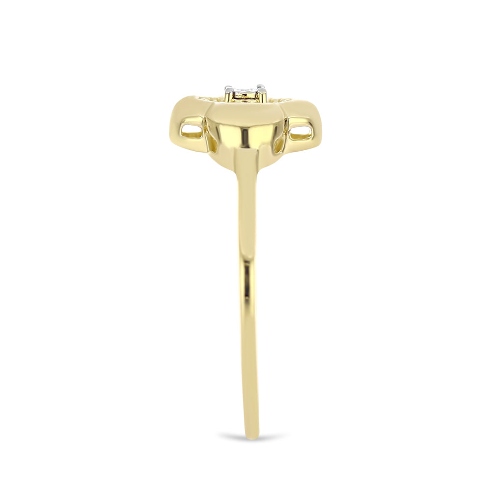 Anel de Prata com Banho de Ouro com Diamante Branco