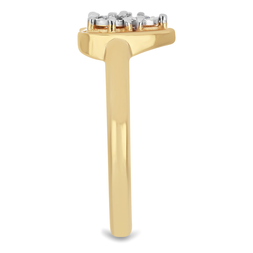 Anel de Prata com Banho de Ouro com Diamante Branco