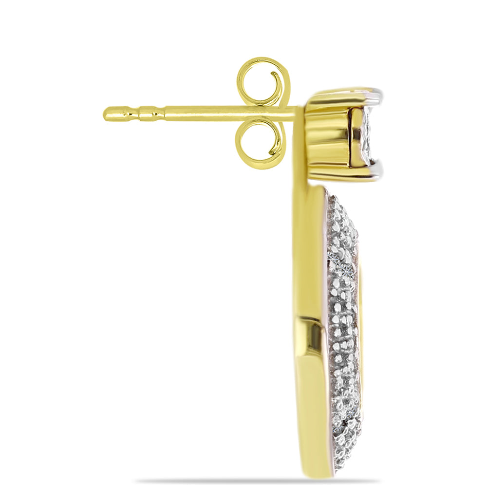 Brincos de Prata com Banho de Ouro com Diamante Branco