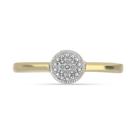 Anel de Prata com Banho de Ouro com Diamante Branco